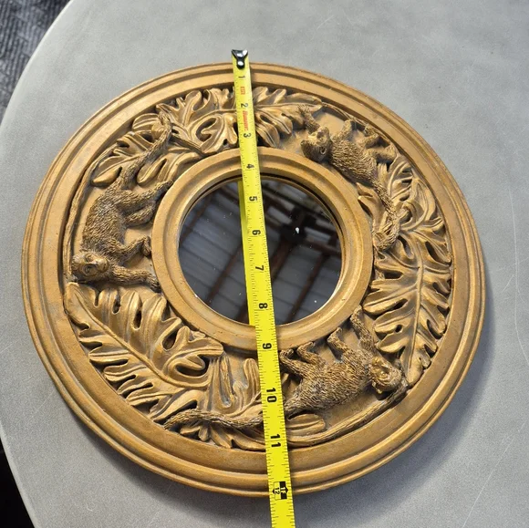 12 Rare Vintage Bohemian Round Mirror With Monkeys And Leaves By Kirch
